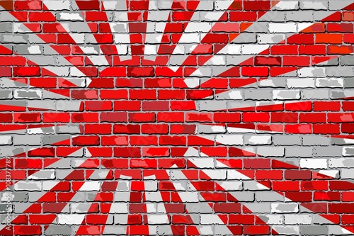 Flag of Japanese Navy on a brick wall - Illustration, 
Japanese flag on brick textured background, 
Japan Maritime Self-Defense Force, 
Flag of the Imperial Japanese Navy