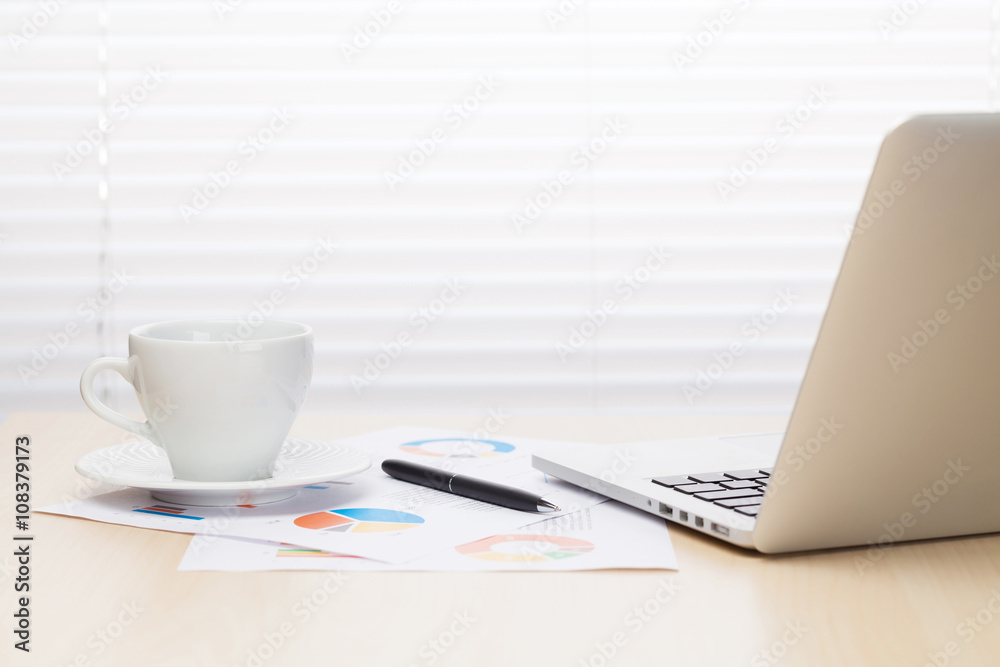 Office workplace with with laptop and coffee Office workplace with with laptop and coffee