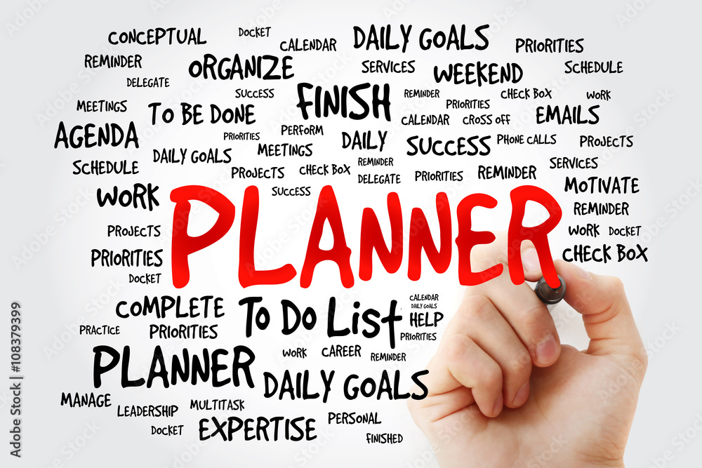 Hand writing Planner word cloud business concept Hand writing Planner word cloud business concept