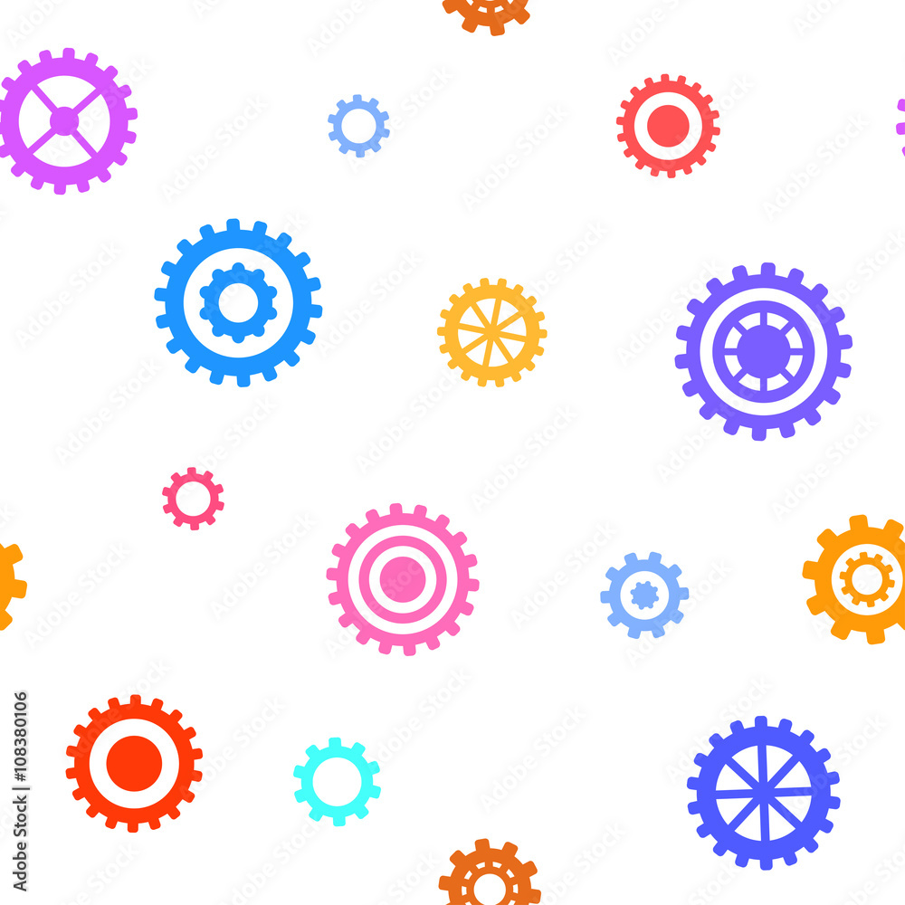 Seamless pattern with flat gears. Simple technical background. Vector illustration. Seamless pattern with flat gears. Simple technical background. Vector illustration.