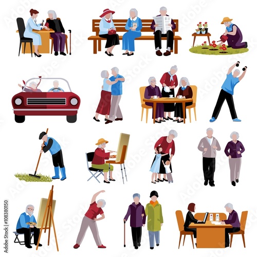 Elderly People Icons Set 