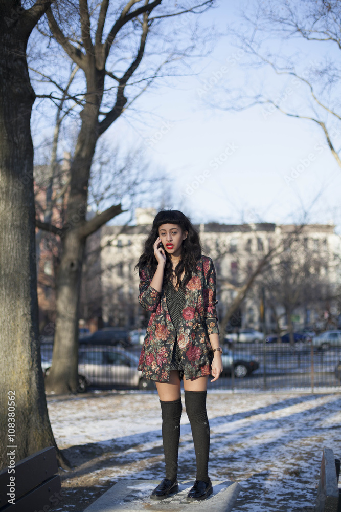 Portrait of a beautiful young woman wearing a leather jacket Portrait of a beautiful young woman wearing a leather jacket