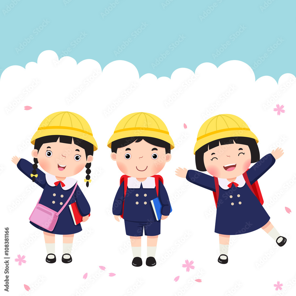 Japanese student in school uniform going to school Japanese student in school uniform going to school