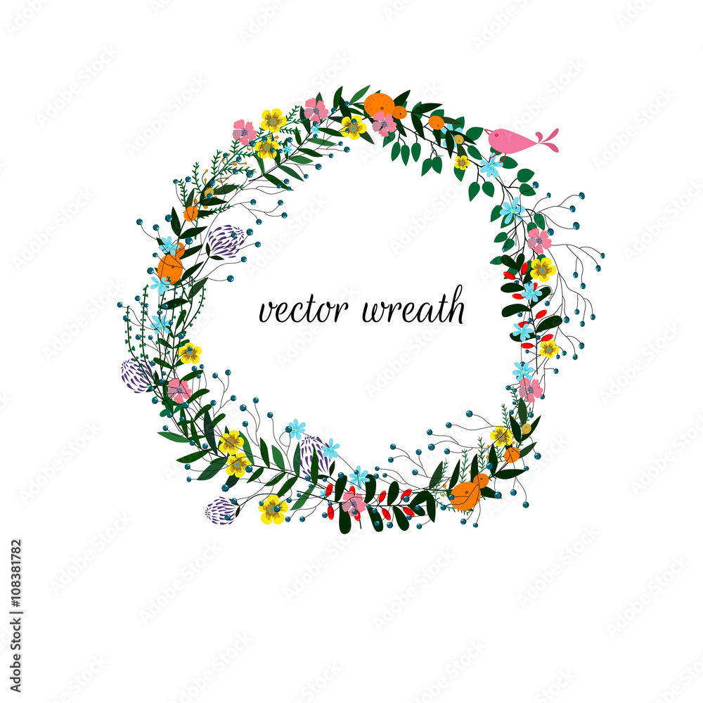 vector floral frame on a white background