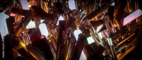 Glowing translucent fragile glass tubes. Abstract illustration