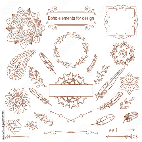Boho style, vector elements
