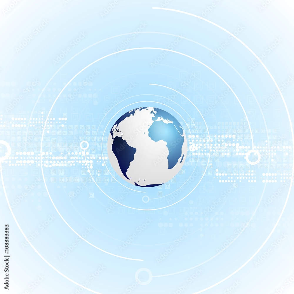 Light blue tech vector background with globe Light blue tech vector background with globe