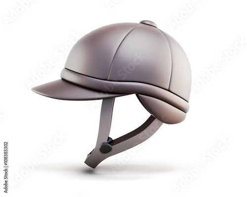Helmet for horseriding isolated on white background. Side view. 3d render image.