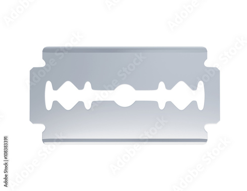 Stainless steel blade razor isolated on white background. 3d rendering.