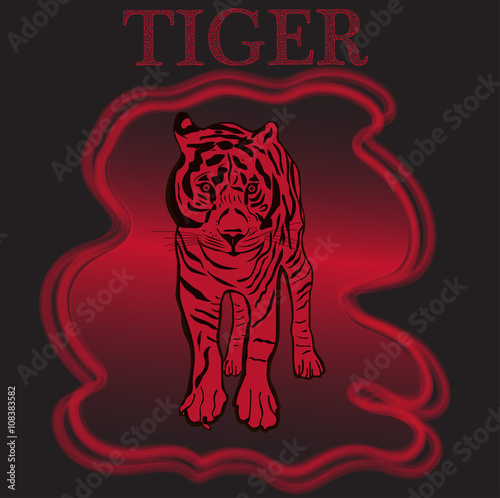 Fototapeta Naklejka Na Ścianę i Meble -  Trademark with tiger. Typography design for t-shirts. Vector illustration.