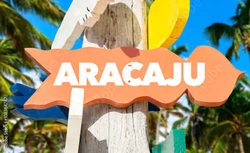 Aracaju signpost with palm trees photo