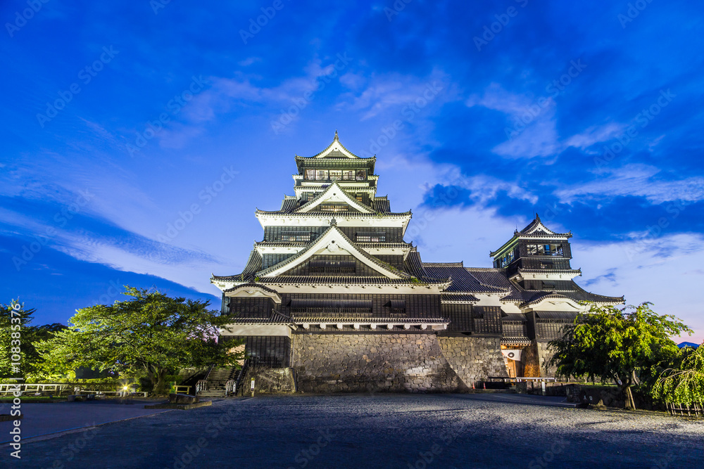 Kumamoto Castle at night in Kumamoto, Kyushu, Japan. Kumamoto Castle at night in Kumamoto, Kyushu, Japan.