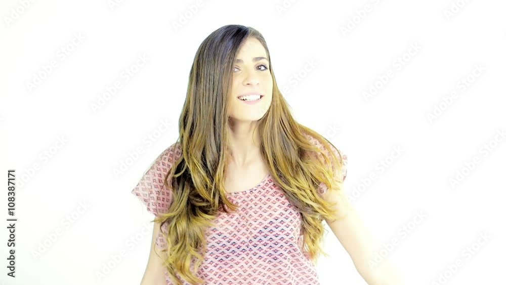 Beautiful girl with very long hair dancing and moving slow motion Beautiful girl with very long hair dancing and moving slow motion