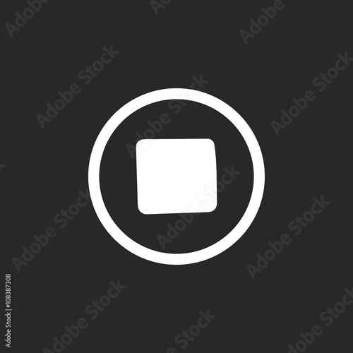 Stop playing button sign simple icon on background