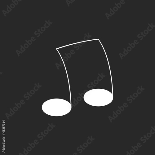 Music note sign simple icon on background