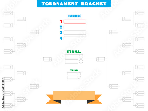 Vector illustration of a blank tournament bracket for 16 teams - Eps10 Vector graphics and illustration