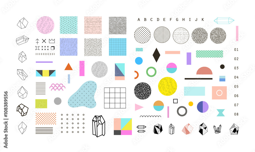Abstract trendy set with different geometric shapes and textures Abstract trendy set with different geometric shapes and textures