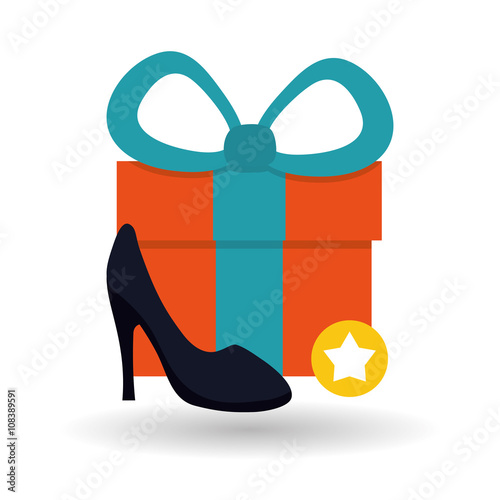 Buy online over white background, gift design