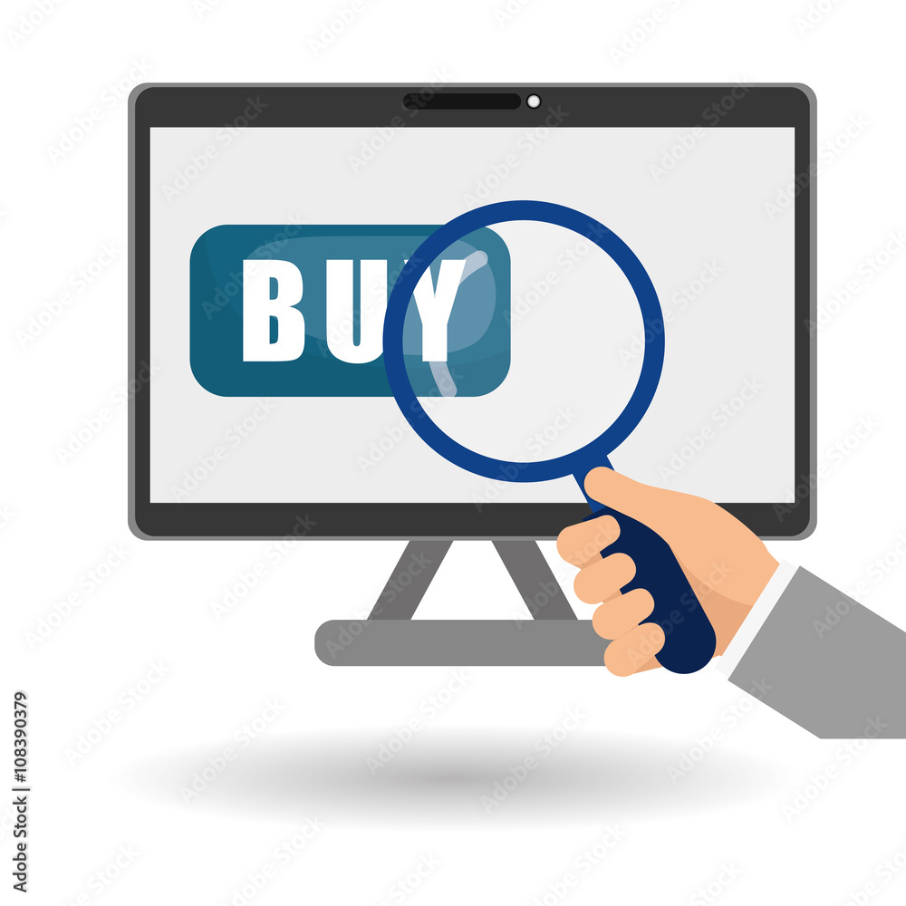 Buy online over white background, computer design Buy online over white background, computer design