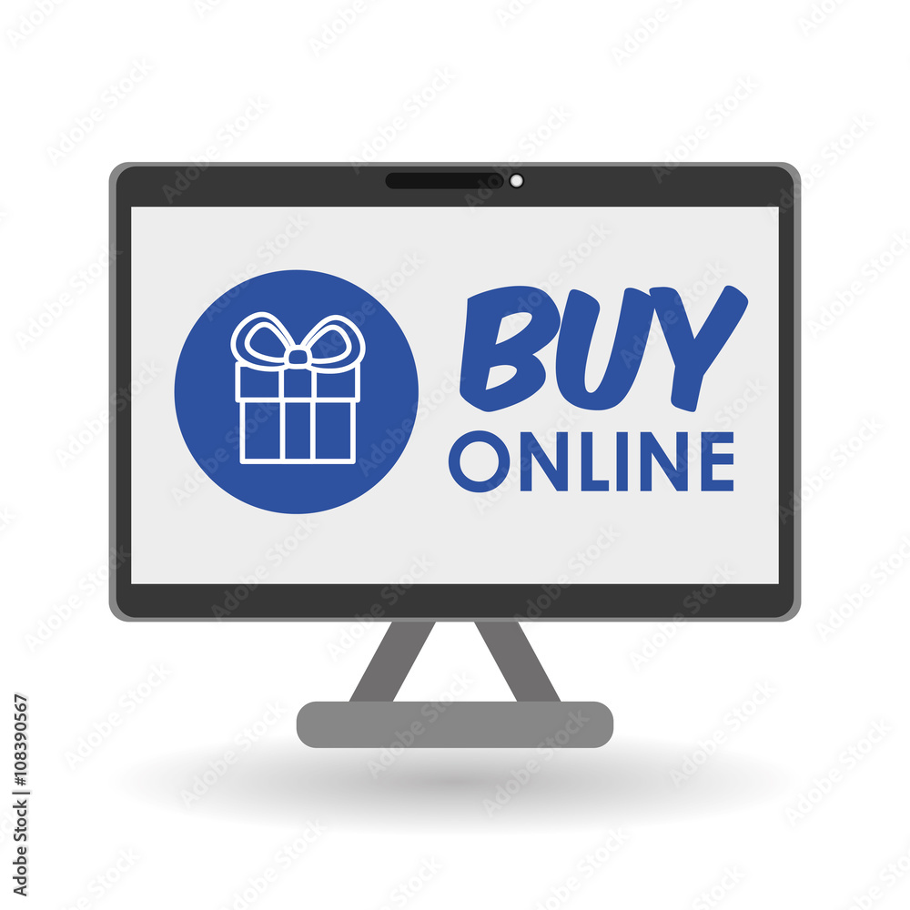 Buy online over white background, computer illustration Buy online over white background, computer illustration