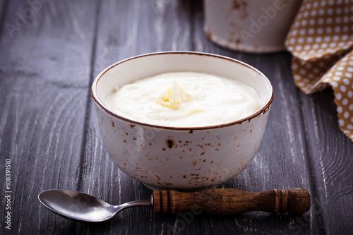 Photography Sweet semolina porridge