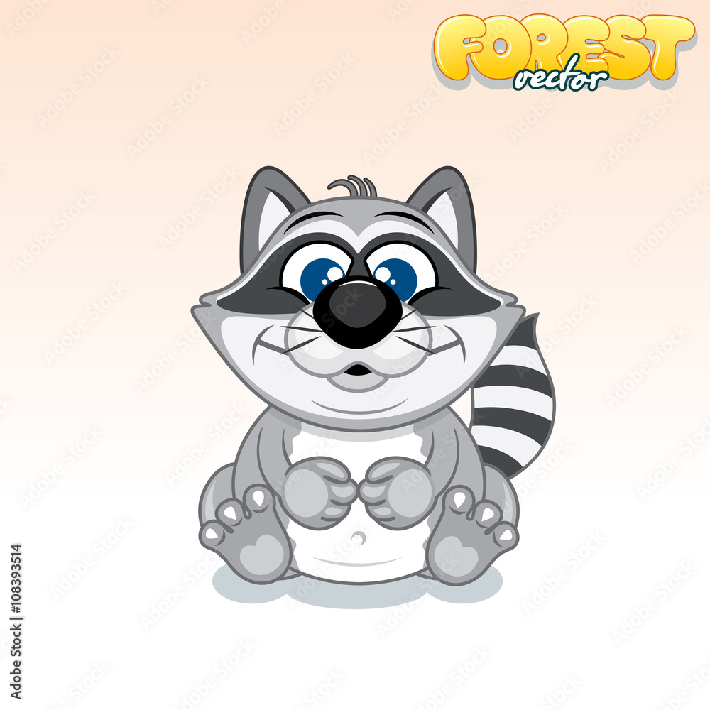 Cute Cartoon Raccoon. Funny Vector Animal Cute Cartoon Raccoon. Funny Vector Animal