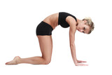 Aerobics fitness woman exercising isolated in full body.