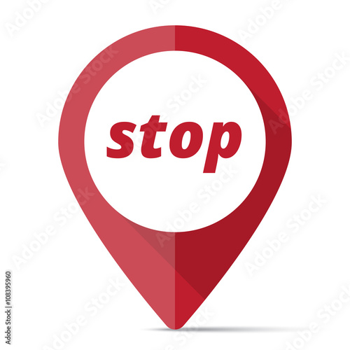 Red Stop map pin pointer concept