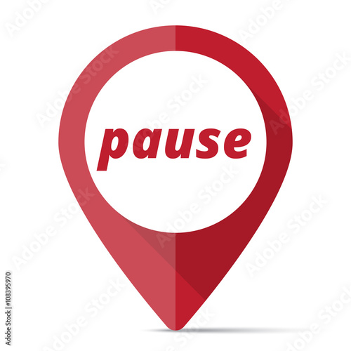 Red Pause map pin pointer concept