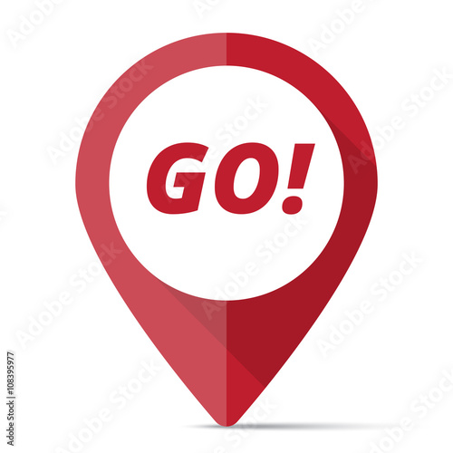 Red Go map pin pointer concept
