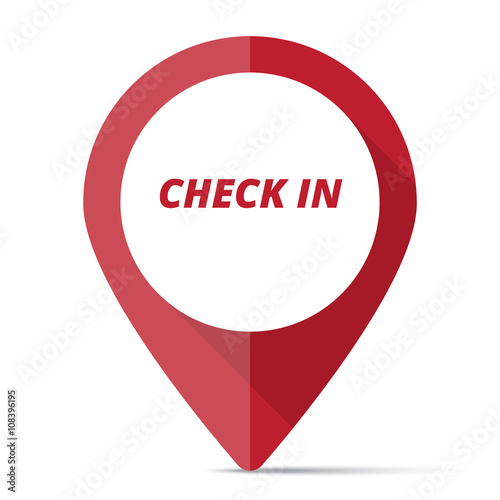 Red Check-In map pin pointer concept photo