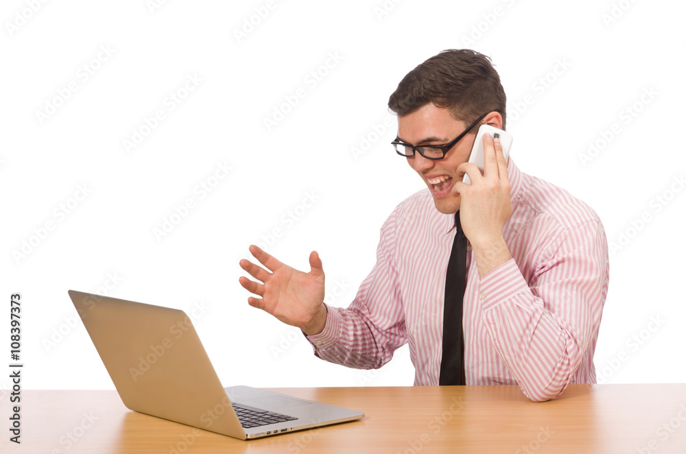 Young businessman isolated on the white Young businessman isolated on the white