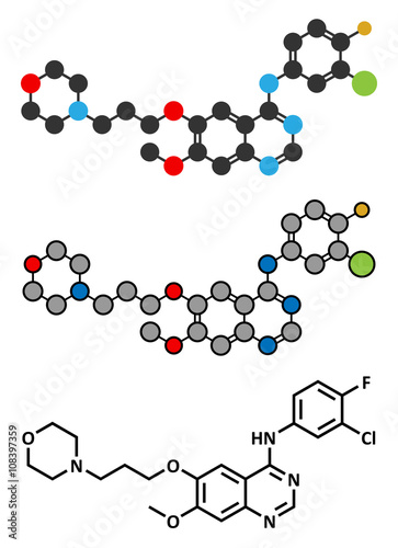 Gefinitib cancer drug molecule.