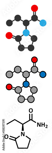 Levetiracetam epilepsy (seizures) drug molecule.