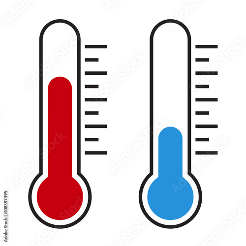 Red and blue thermometers. Vector illustration.