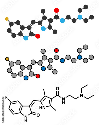 Sunitinib cancer drug molecule. photo