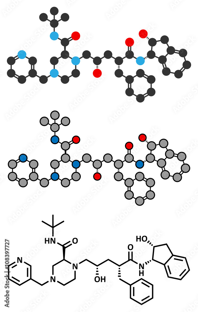 Indinavir HIV drug molecule.