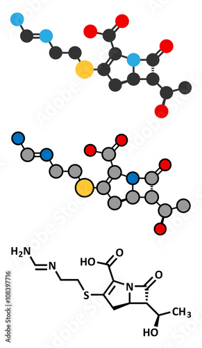 Imipenem antibiotic drug molecule. Belongs to carbapenem class.