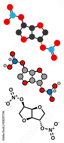 Isosorbide dinitrate (ISDN) vasodilator drug molecule. photo