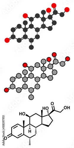 Methylprednisolone corticosteroid drug molecule.