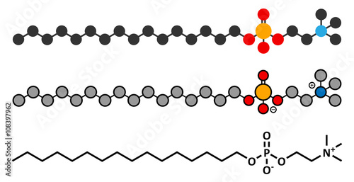 Miltefosine leishmaniasis drug molecule.