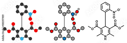 Nifedipine calcium channel blocker drug. 
