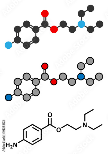 Procaine topical anesthetic drug molecule.