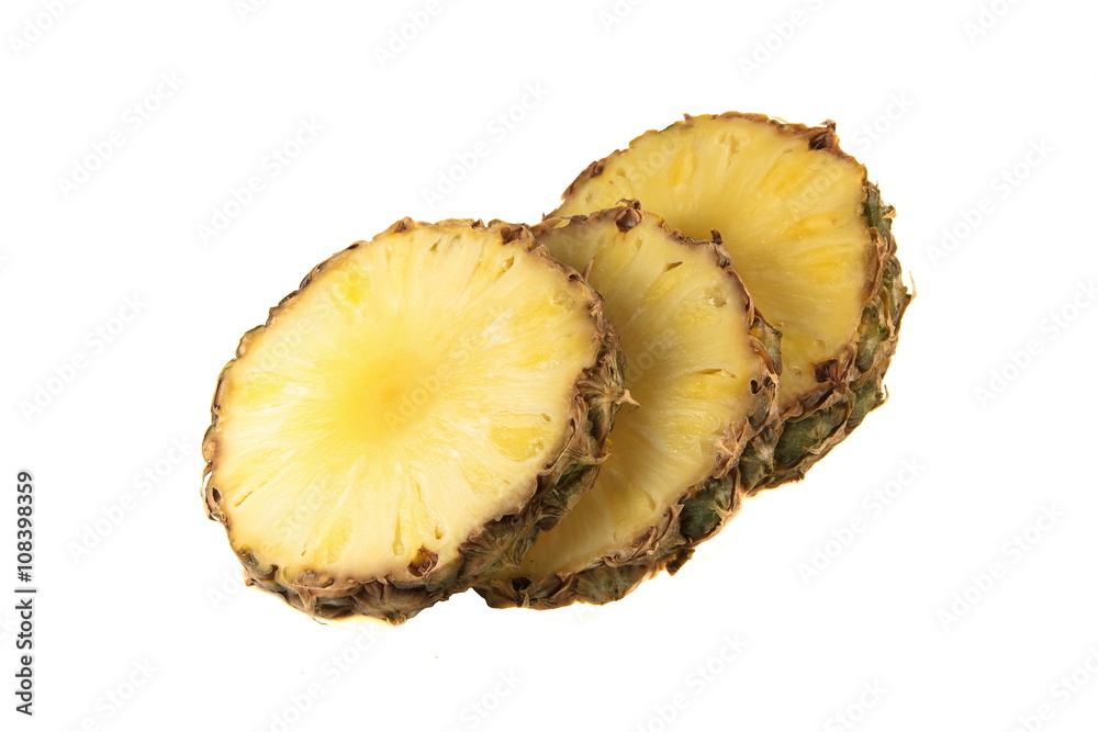 Pineapple slices isolated on white background Pineapple slices isolated on white background