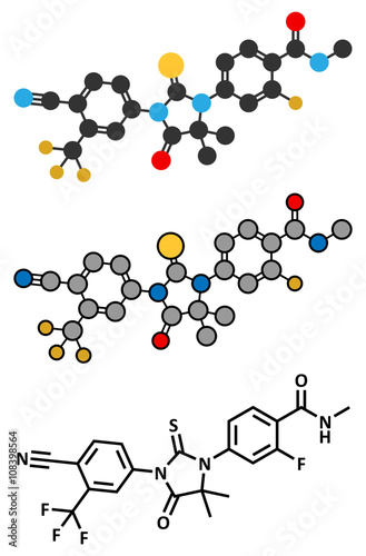 Enzalutamide prostate cancer drug molecule.