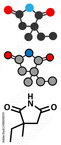 Ethosuximide anticonvulsant drug molecule.