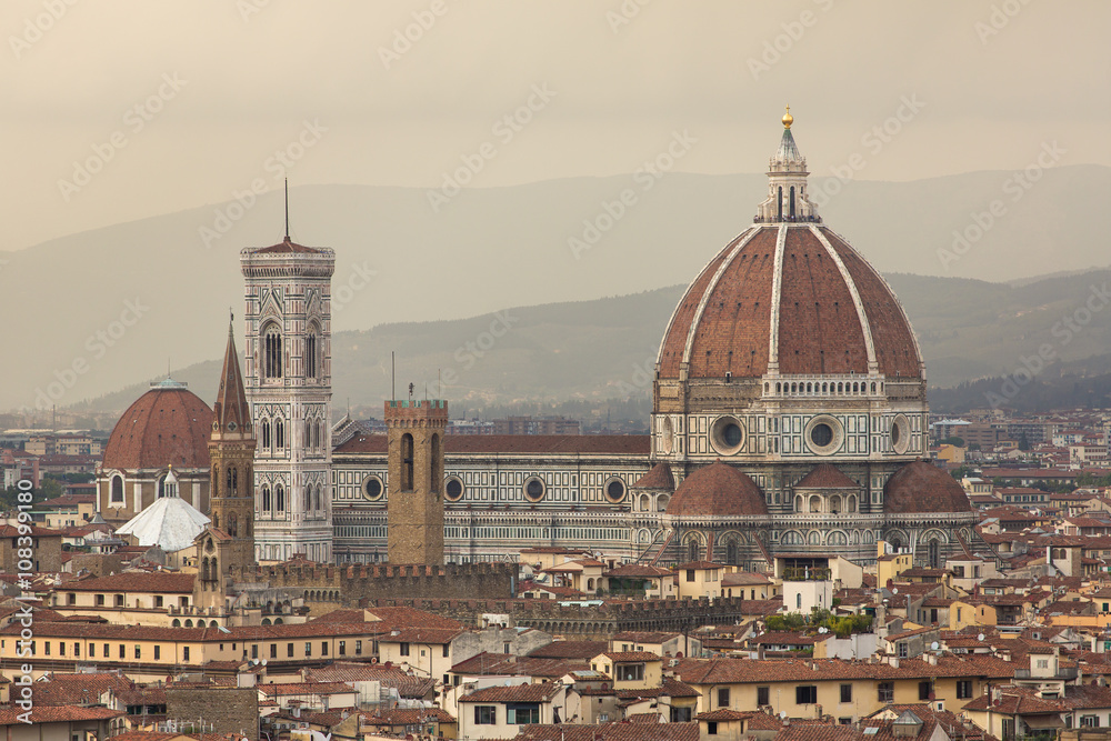 Famous Santa Maria del Fiore cathedrall, Duomo by Brunelleschi