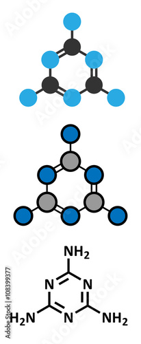 Melamine molecule. Used in protein adulteration, e.g. in milk powder. photo