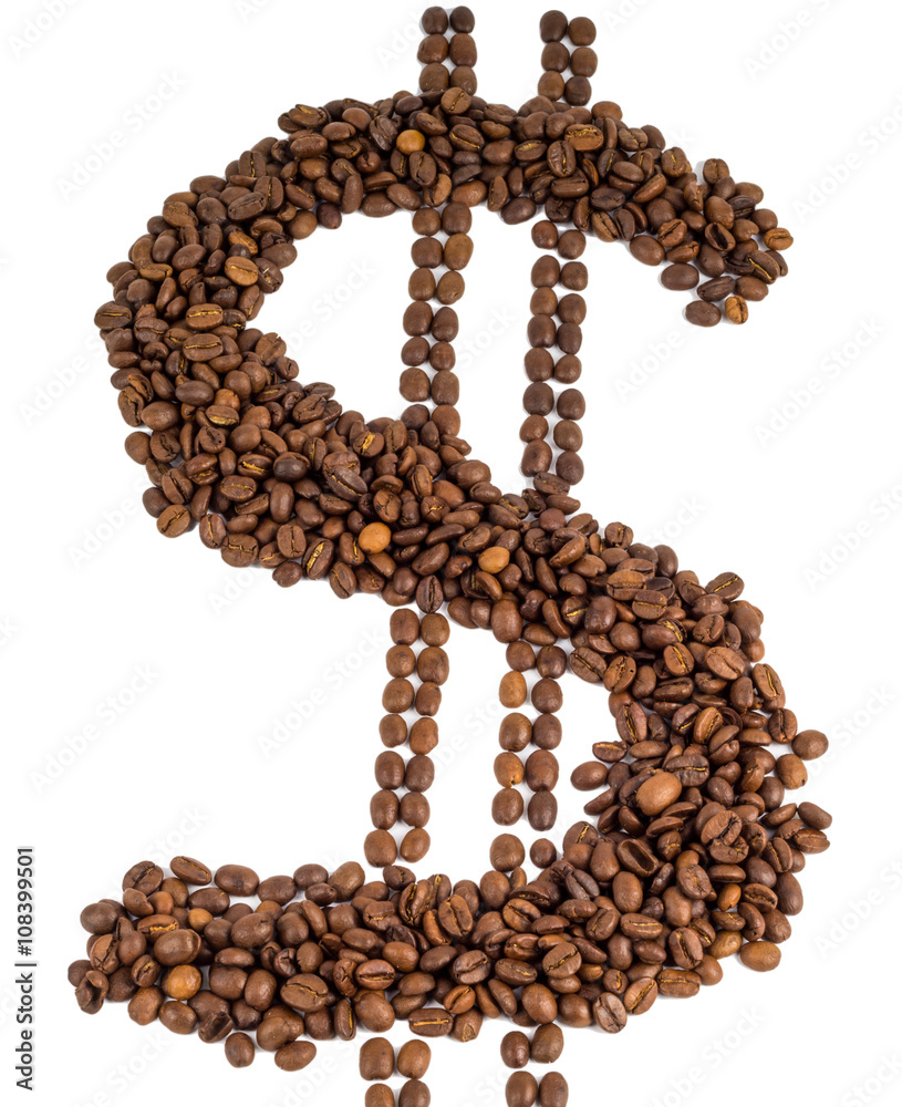coffee beans in the form of dollar coffee beans in the form of dollar