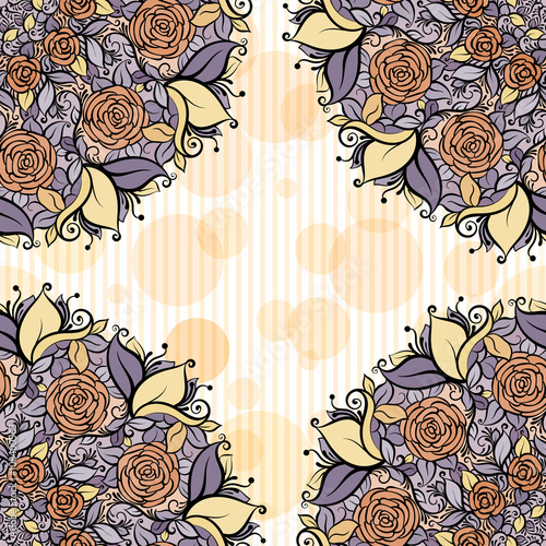 Beige and lavender mandala subtle striped seamless pattern.wedding tender design.Flowers  decorative wrath